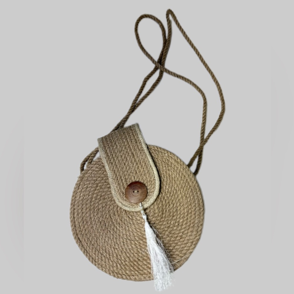 Handmade Boho Round Jute Bag
